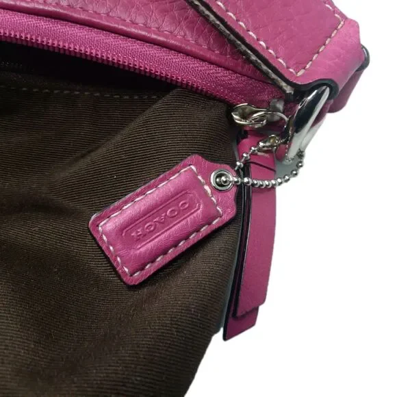 Coach Hamilton Leather Messenger Crossbody Bag Raspberry Pink Swingpack - Picture 8 of 9